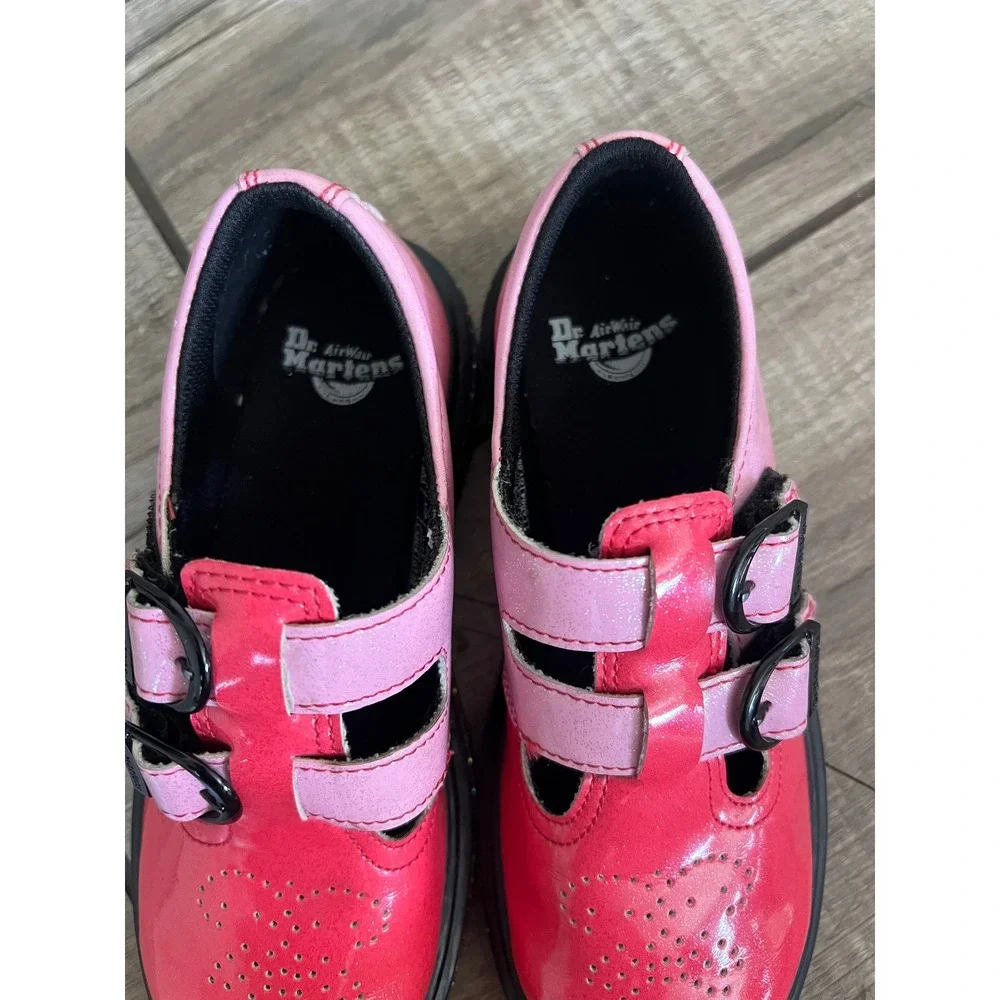 Dr. Martens 8065 Junior Pink Ombre Glitter  Mary Jane Shoes Girls Size 2